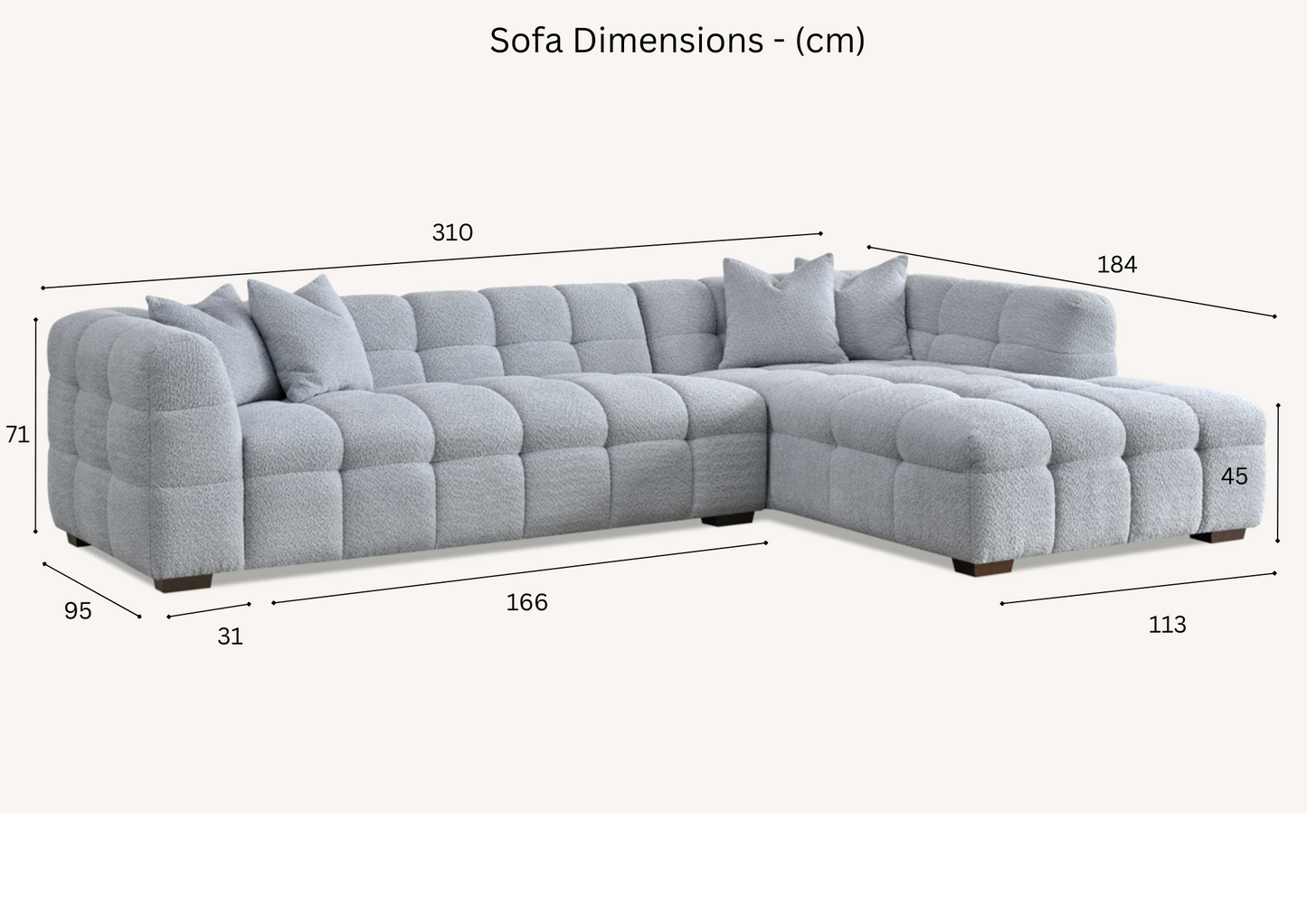 Aluxo Tribeca Sofa Range in Pearl Boucle