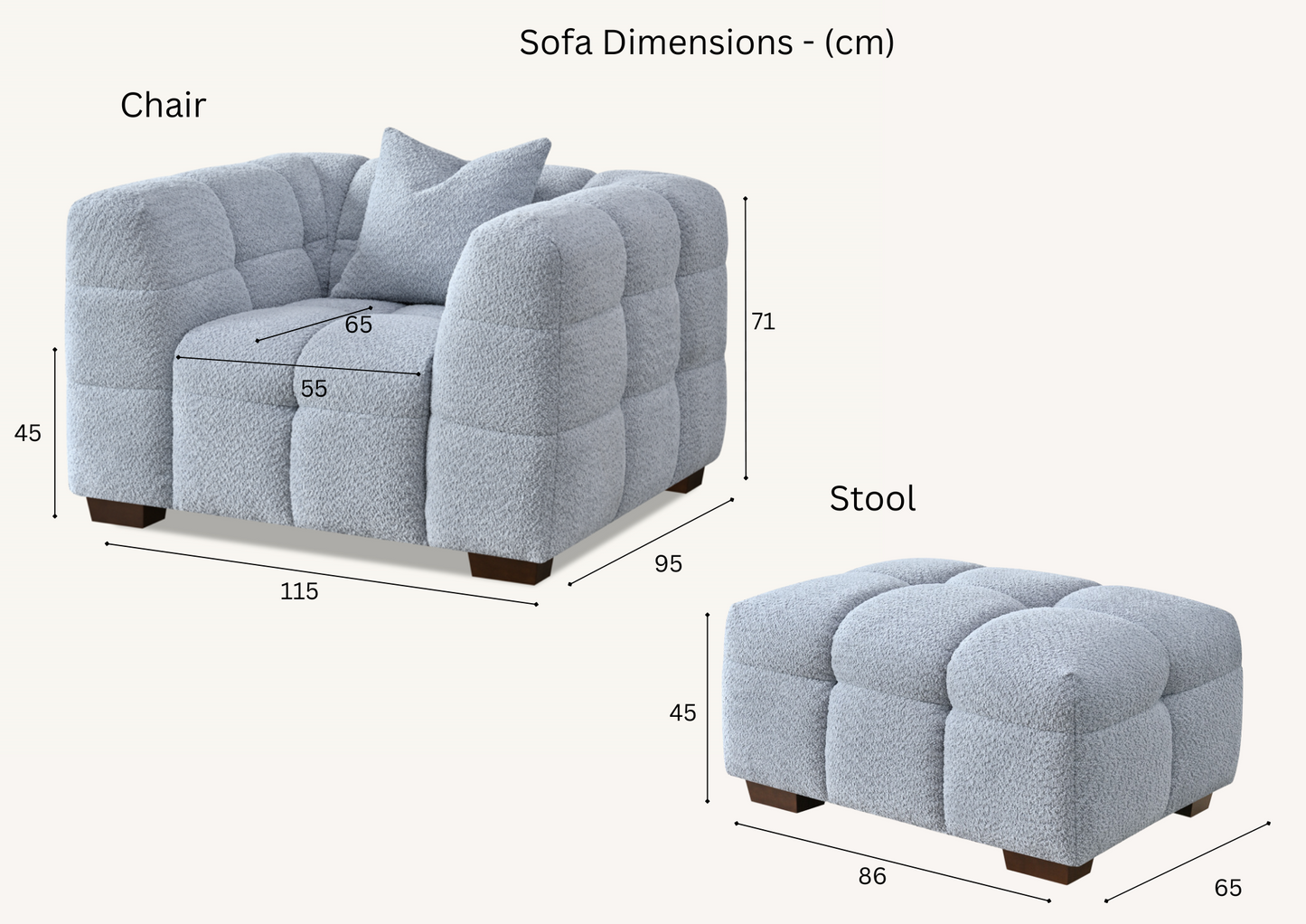 Aluxo Tribeca Sofa Range in Pearl Boucle