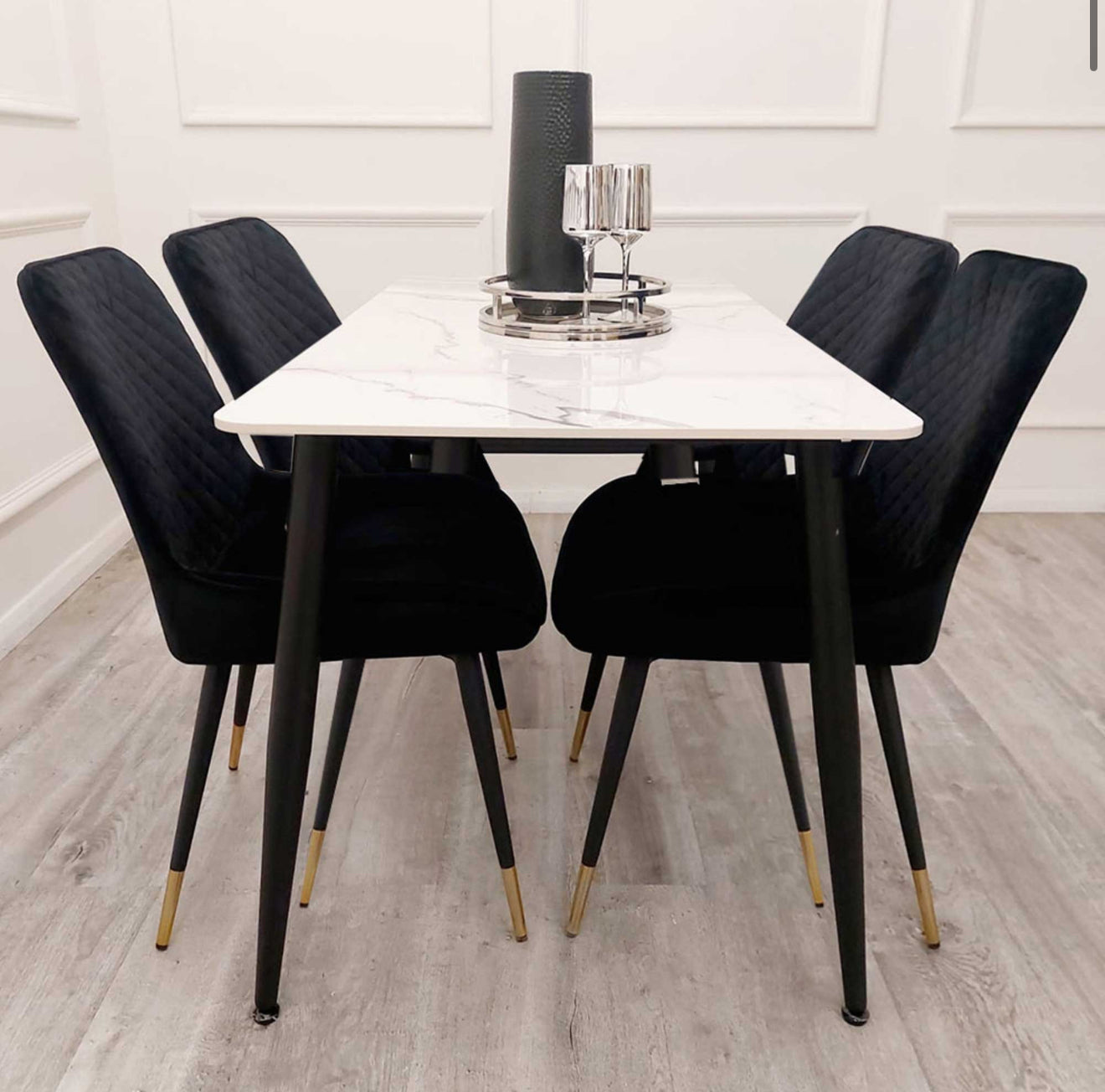 Titus 1.4 Black Dining Table with Polar White Top