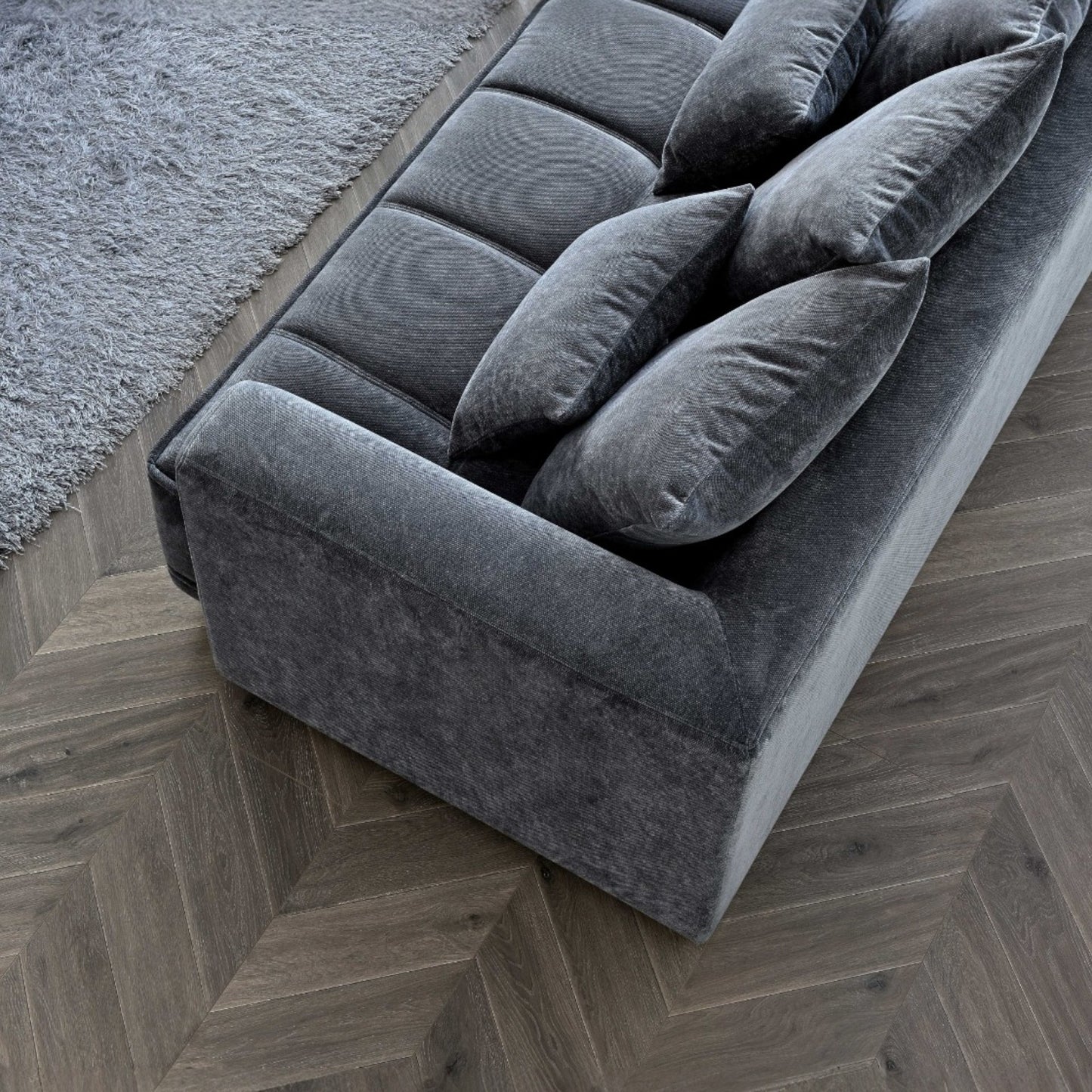 Aluxo Gramercy Sofa Range in Steel Velvet
