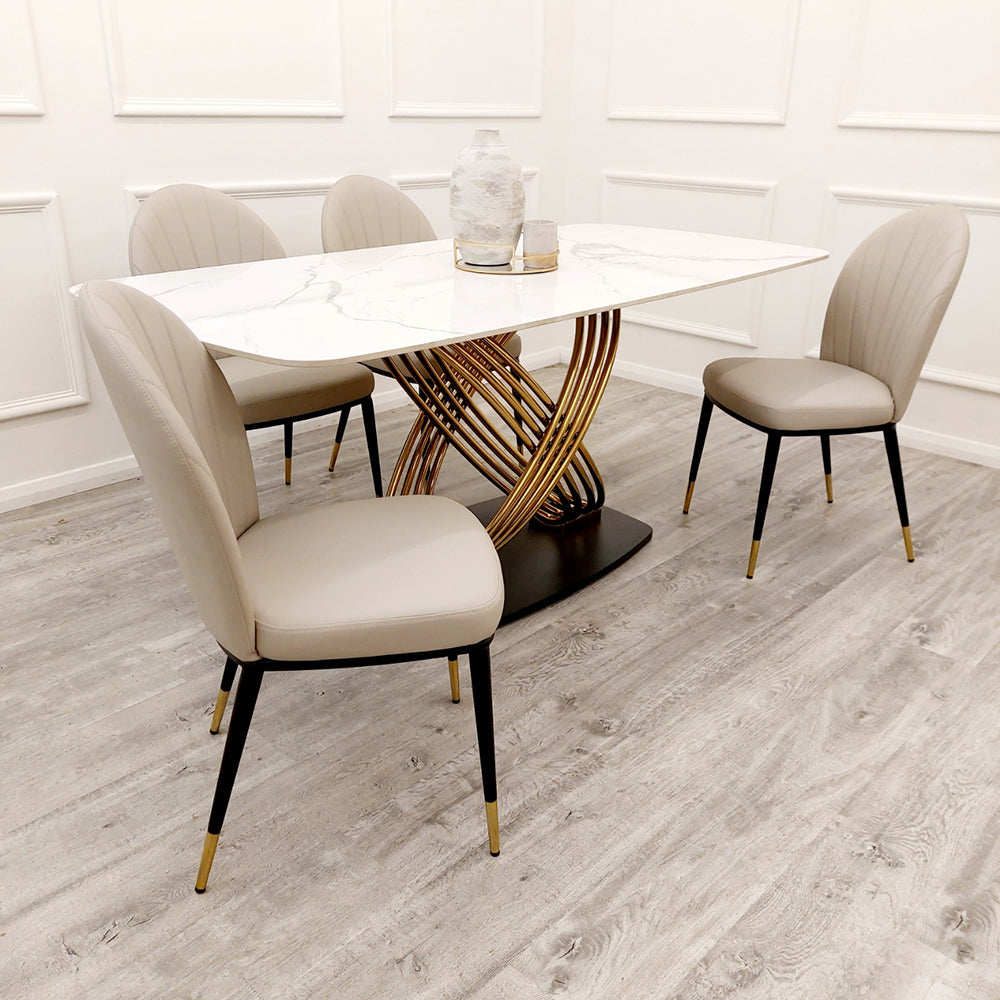 Etta Beige Leather Dining Chair