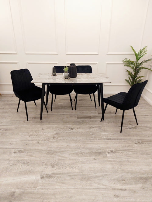 Titus 1.4 Black Dining Table with Shadow Ash Grey Top