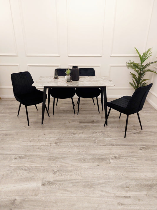 Titus 1.4 Black Dining Table with Shadow Ash Grey Top