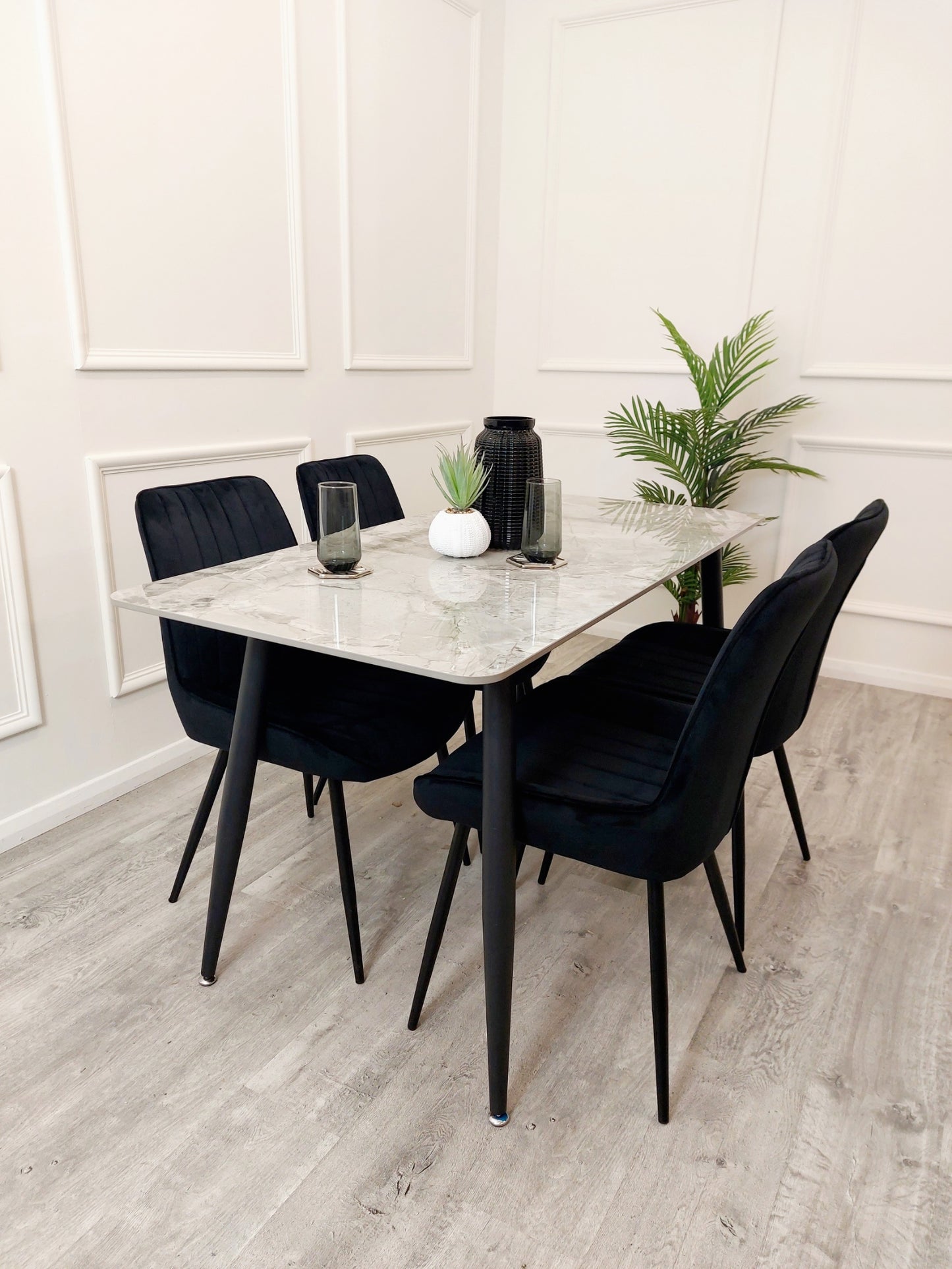 Titus 1.4 Black Dining Table with Shadow Ash Grey Top