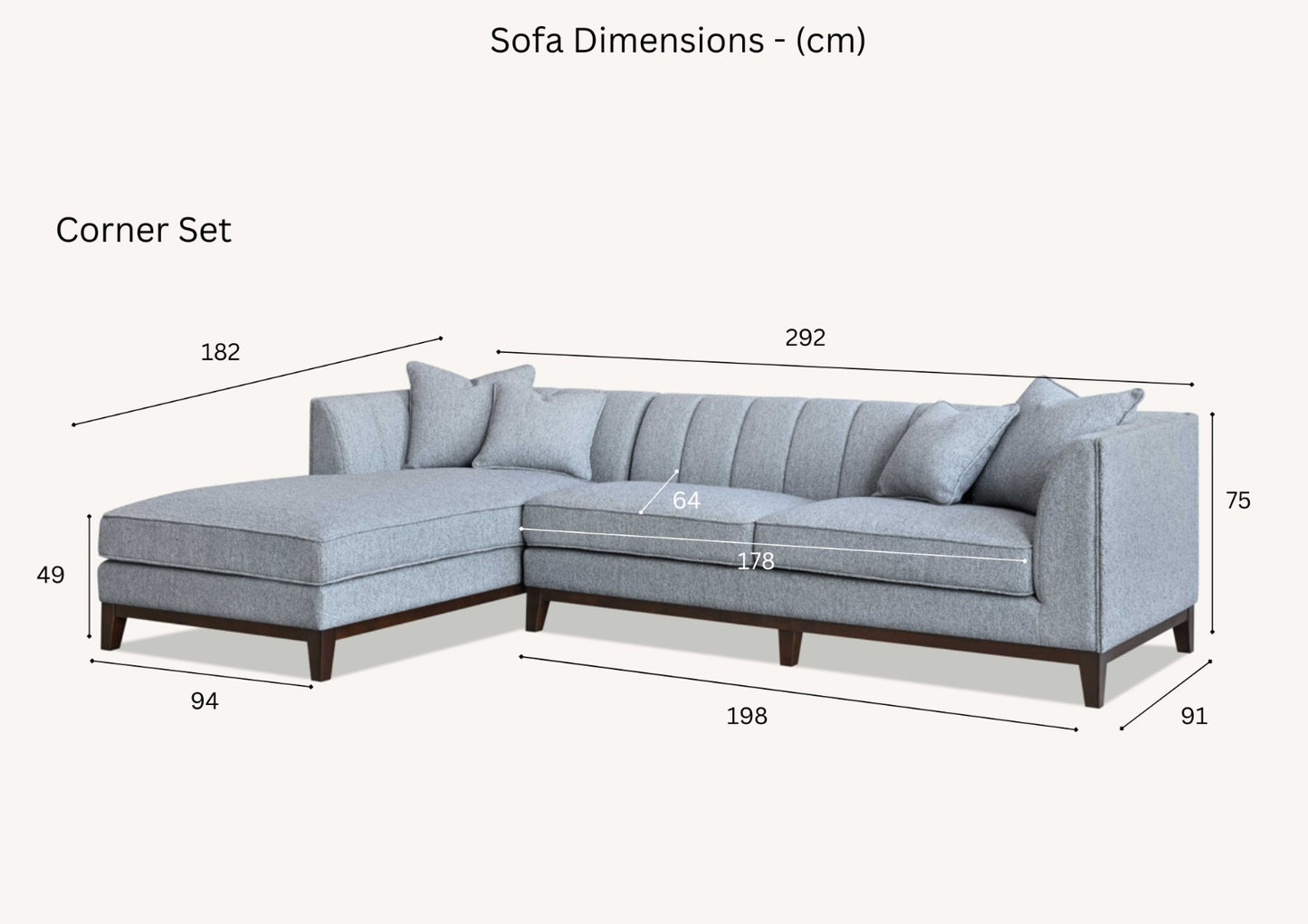 Aluxo Cooper Left Hand Corner Sofa in Dolphin Boucle