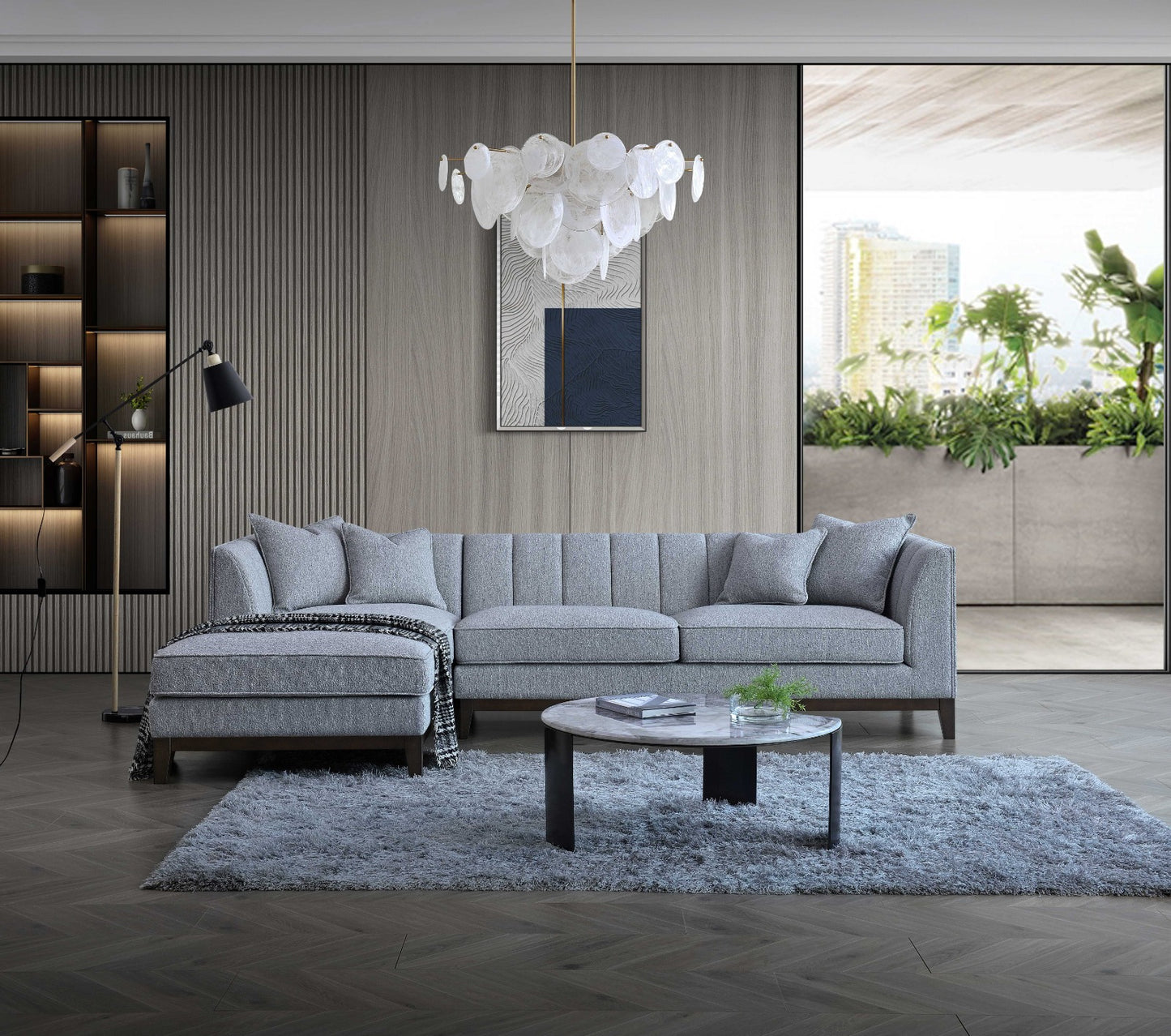 Aluxo Cooper Left Hand Corner Sofa in Dolphin Boucle