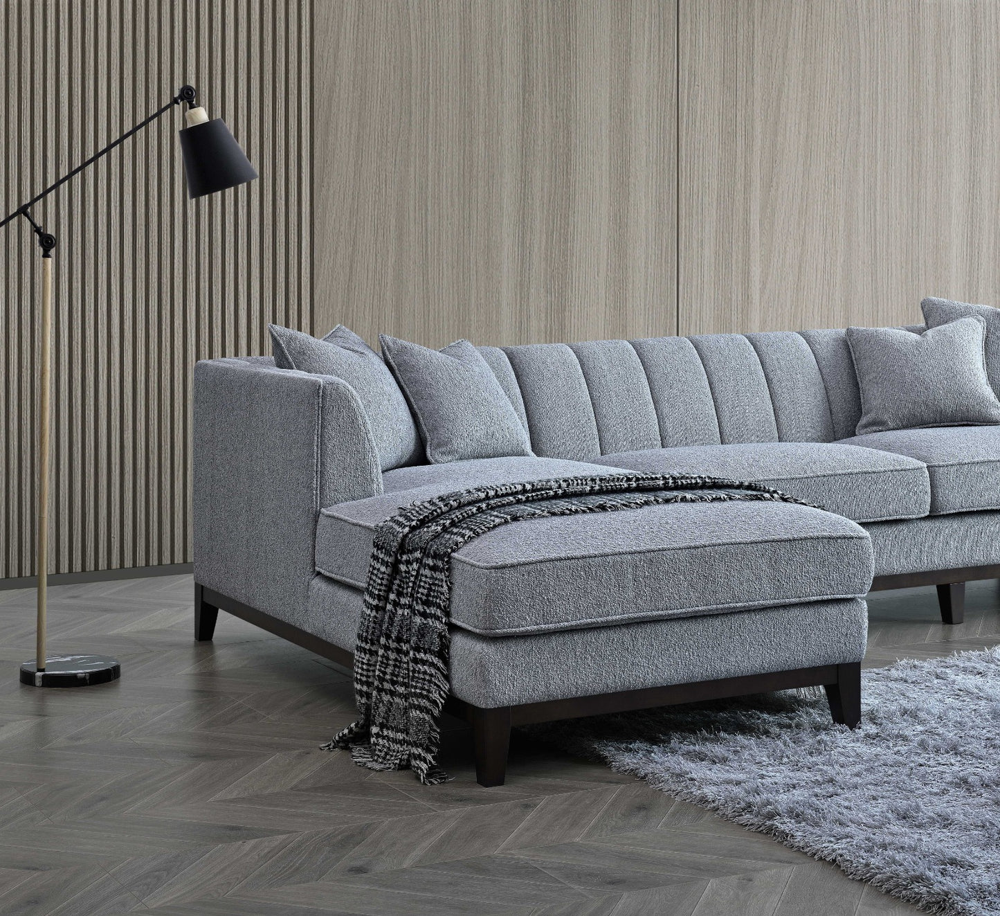 Aluxo Cooper Left Hand Corner Sofa in Dolphin Boucle