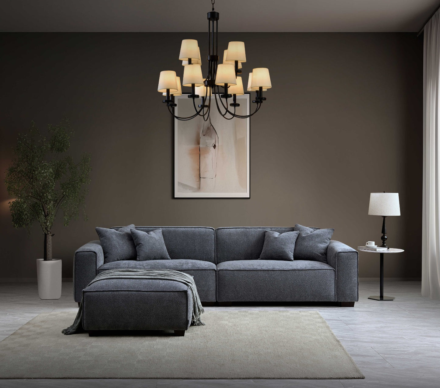 Aluxo Dakota 4 Seater Sofa in Charcoal Boucle
