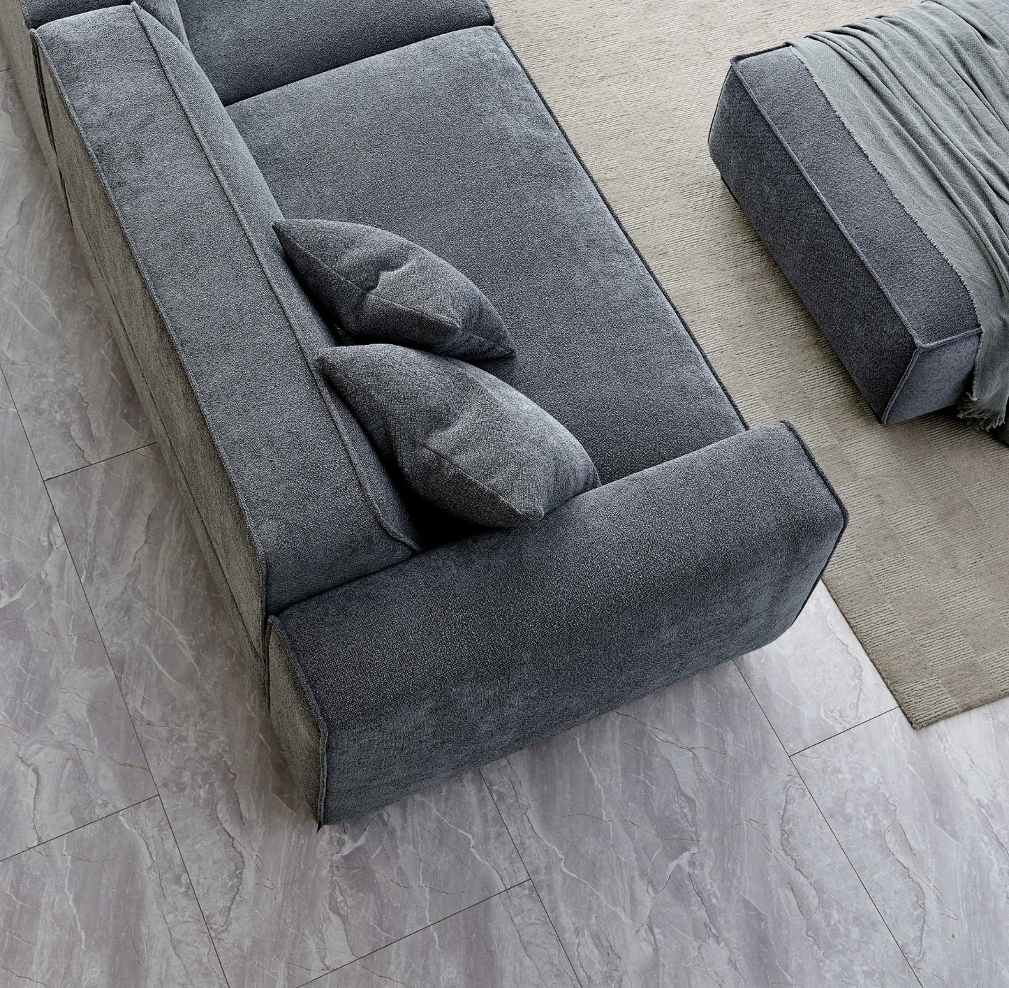 Aluxo Dakota 4 Seater Sofa in Charcoal Boucle