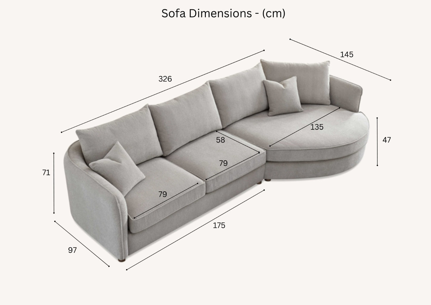 Aluxo Rubin Corner Sofa in Pebble Boucle
