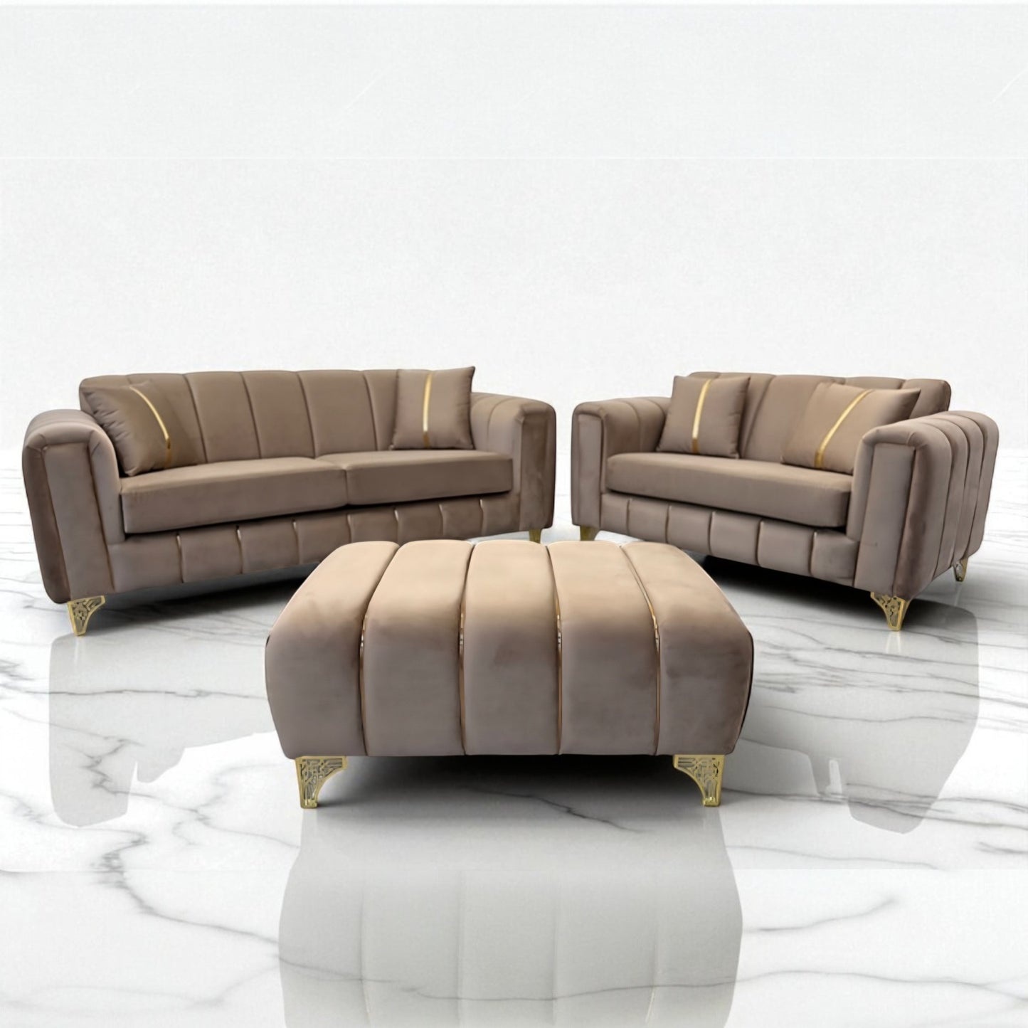 Keysri Sofa in Mink Plush Velvet