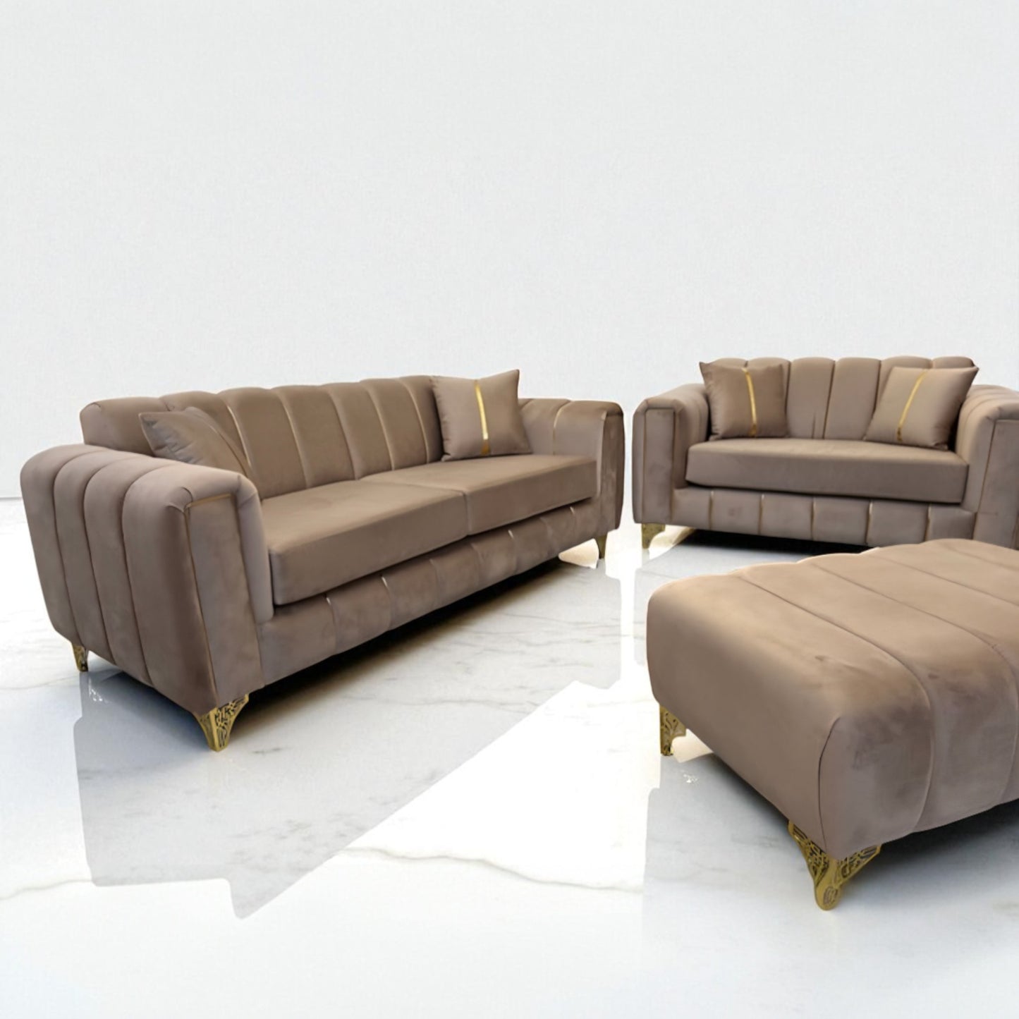 Keysri Sofa in Mink Plush Velvet
