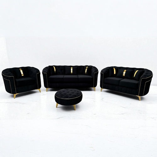Ambassador Chesterfield Sofa in Black Plush Velvet