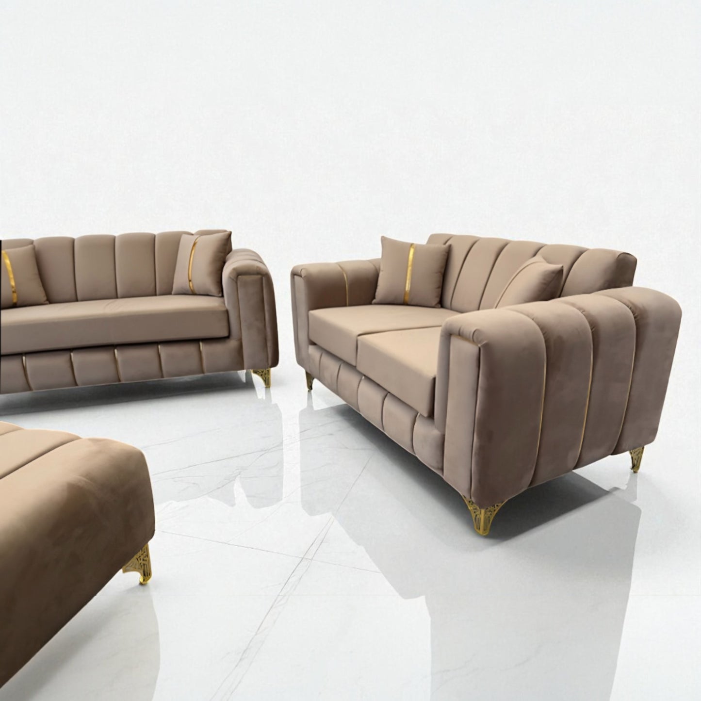 Keysri Sofa in Mink Plush Velvet