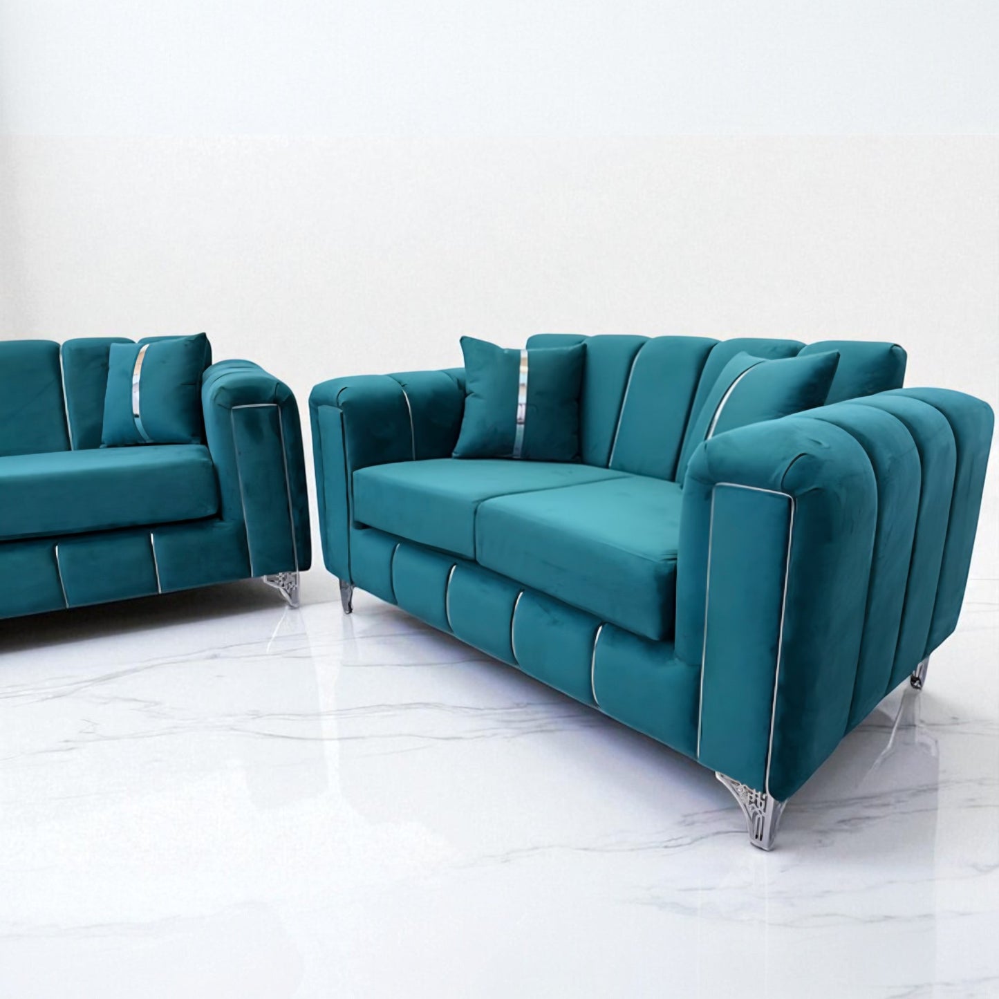 Keysri Sofa in Teal Plush Velvet