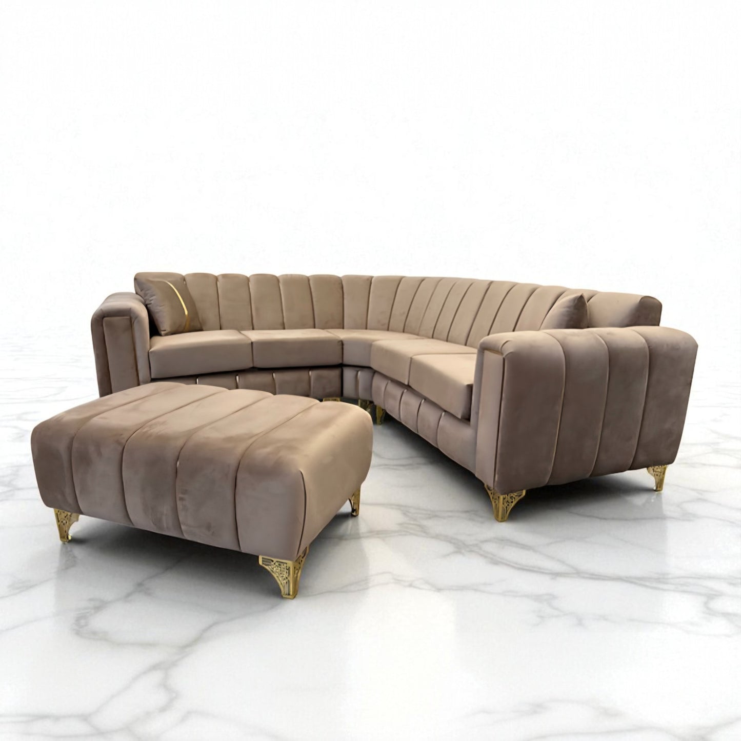 Keysri Corner Sofa in Mink Plush Velvet