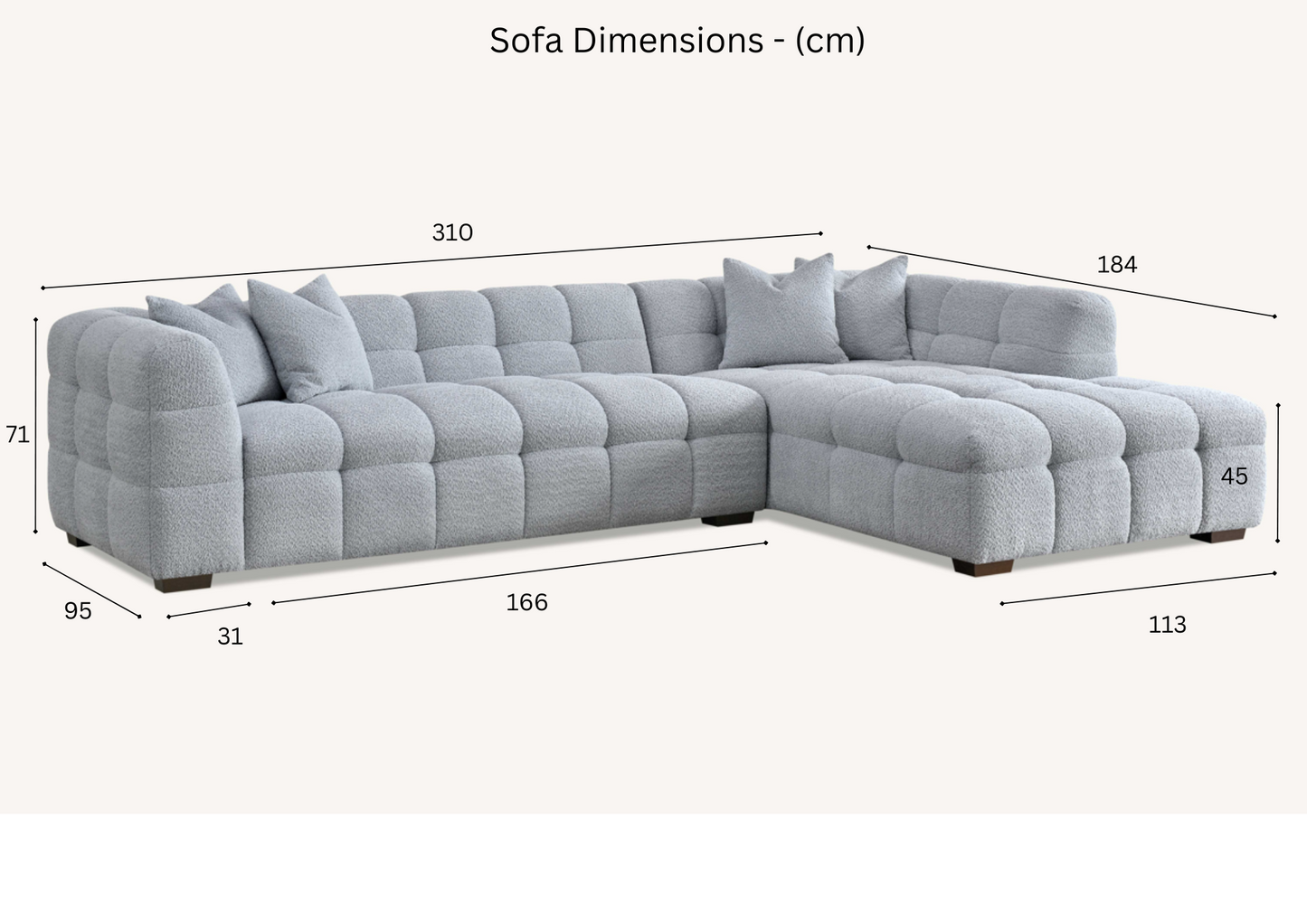 ALUXO TRIBECA SOFA RANGE IN PEARL BOUCLE