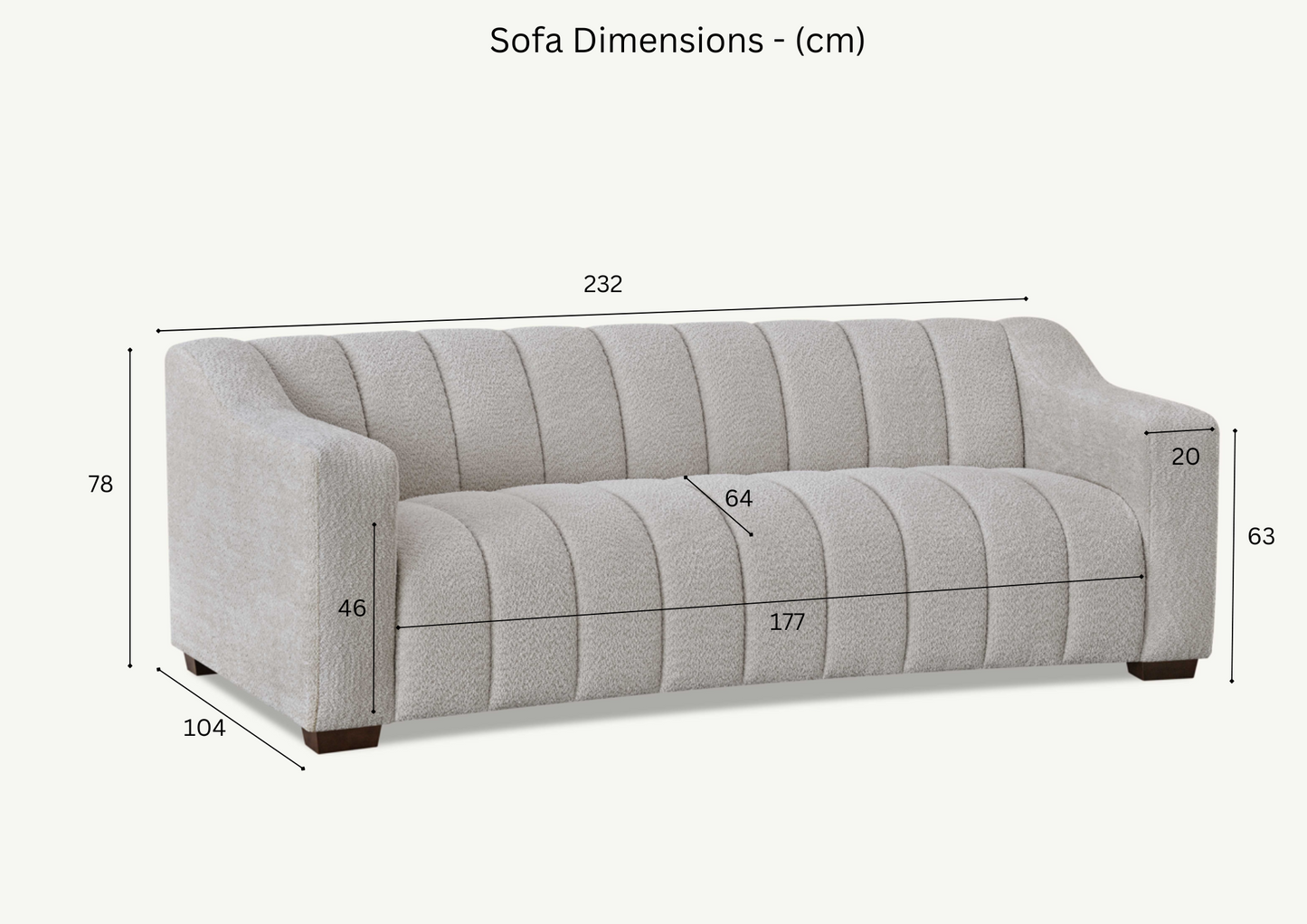 Aluxo Astoria 3 Seater Sofa in Oatmeal Boucle