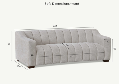 Aluxo Astoria 3 Seater Sofa in Oatmeal Boucle