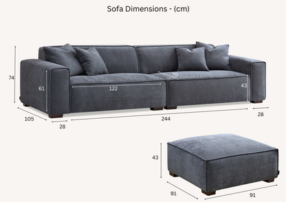 Aluxo Dakota 4 Seater Sofa in Midnight Boucle