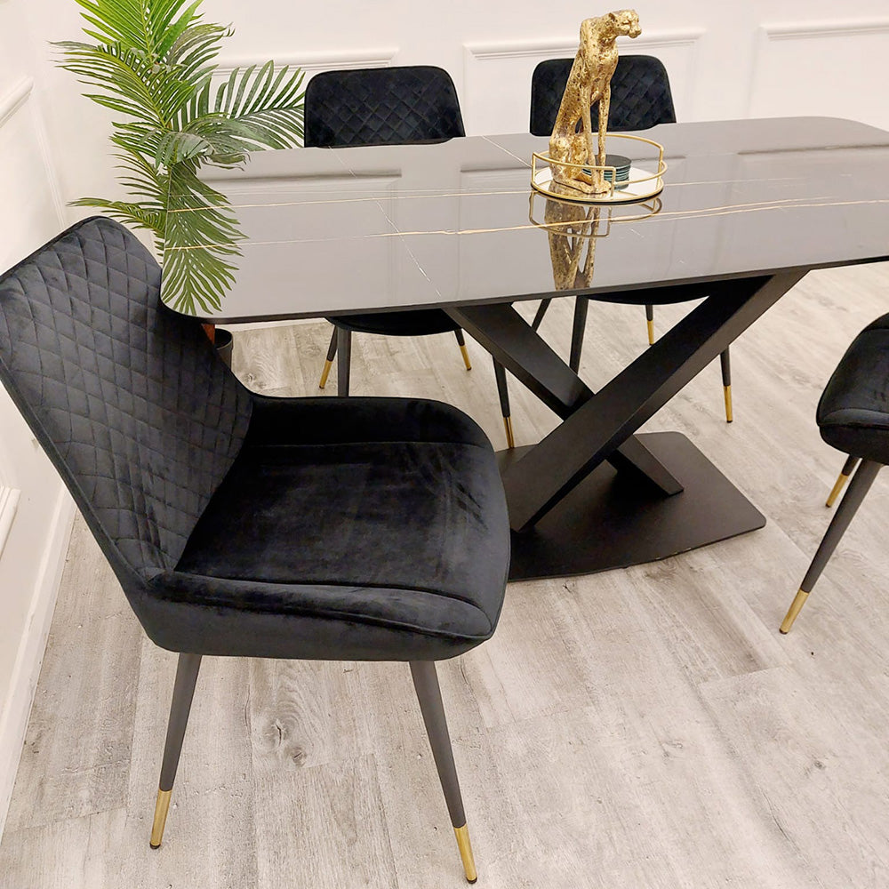 APOLLO 1.6 BLACK DINING TABLE WITH BLACK SINTERED STONE