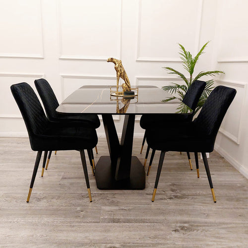 APOLLO 1.6 BLACK DINING TABLE WITH BLACK SINTERED STONE