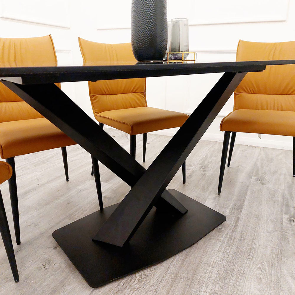 APOLLO 1.6 BLACK DINING TABLE WITH BLACK SINTERED STONE