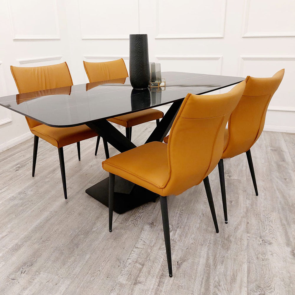 APOLLO 1.6 BLACK DINING TABLE WITH BLACK SINTERED STONE