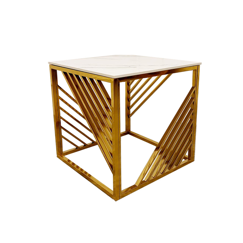 AZURE GOLD LAMP TABLE WITH POLAR WHITE SINTERED TOP