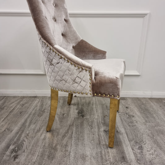 BENTLEY VELVET GOLD DINING CHAIR