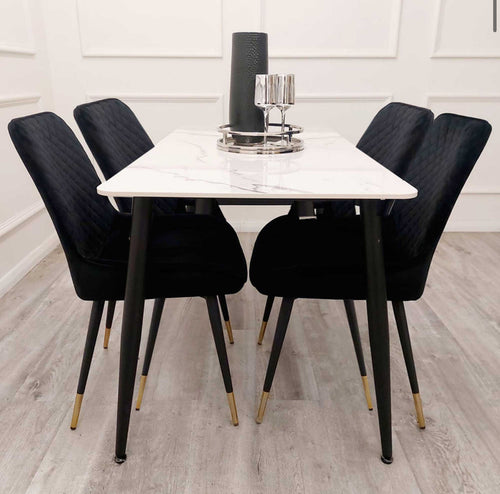 Titus 1.4 Black Dining Table with Polar White Top