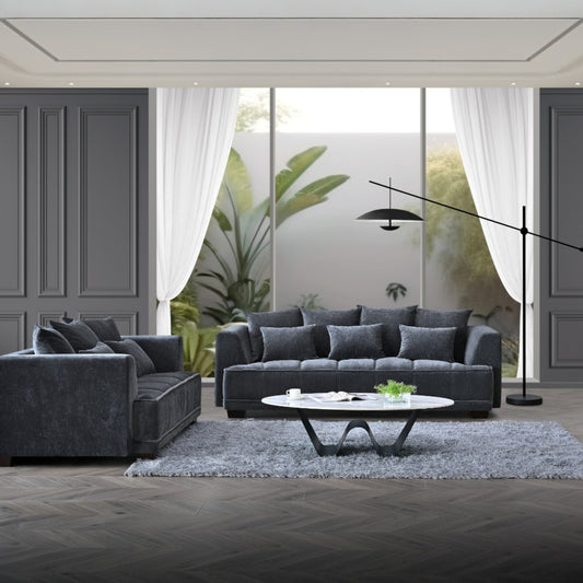Aluxo Gramercy Sofa Range in Steel Velvet