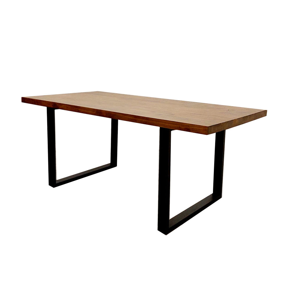 FREYA 1.8 DINING TABLE SOLID DARK PINE WOOD WITH MATT BLACK METAL LEGS