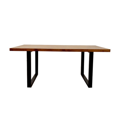 FREYA 1.8 DINING TABLE SOLID DARK PINE WOOD WITH MATT BLACK METAL LEGS