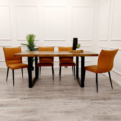 FREYA 1,8 DINING TABLE WITH 4 FLORA TAN CHAIRS