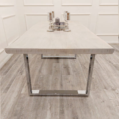 FREYA 1.8 DINING TABLE SOLID LIGHT PINE WOOD WITH CHROME METAL LEGS