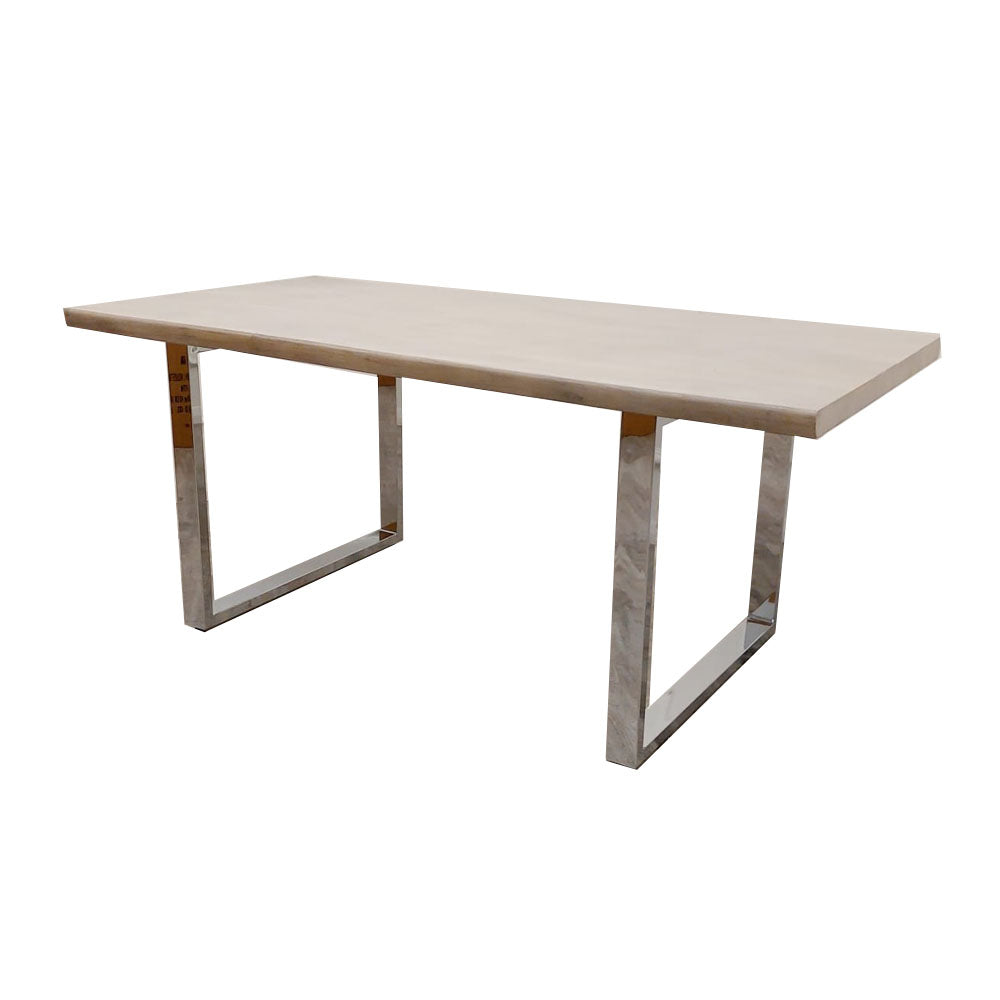 FREYA 1.8 DINING TABLE SOLID LIGHT PINE WOOD WITH CHROME METAL LEGS