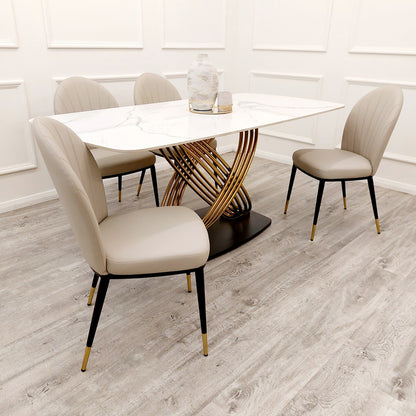 Etta Beige Leather Dining Chair