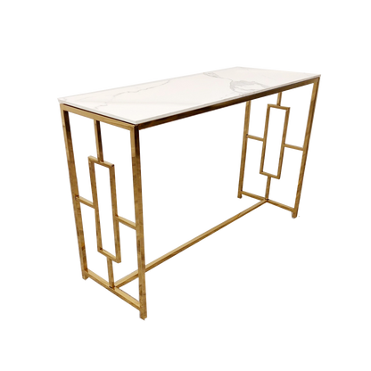 GEO GOLD CONSOLE TABLE WITH POLAR WHITE SINTERED TOP