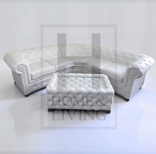 Chesterfield Corner Sofa in White Bonded Leather