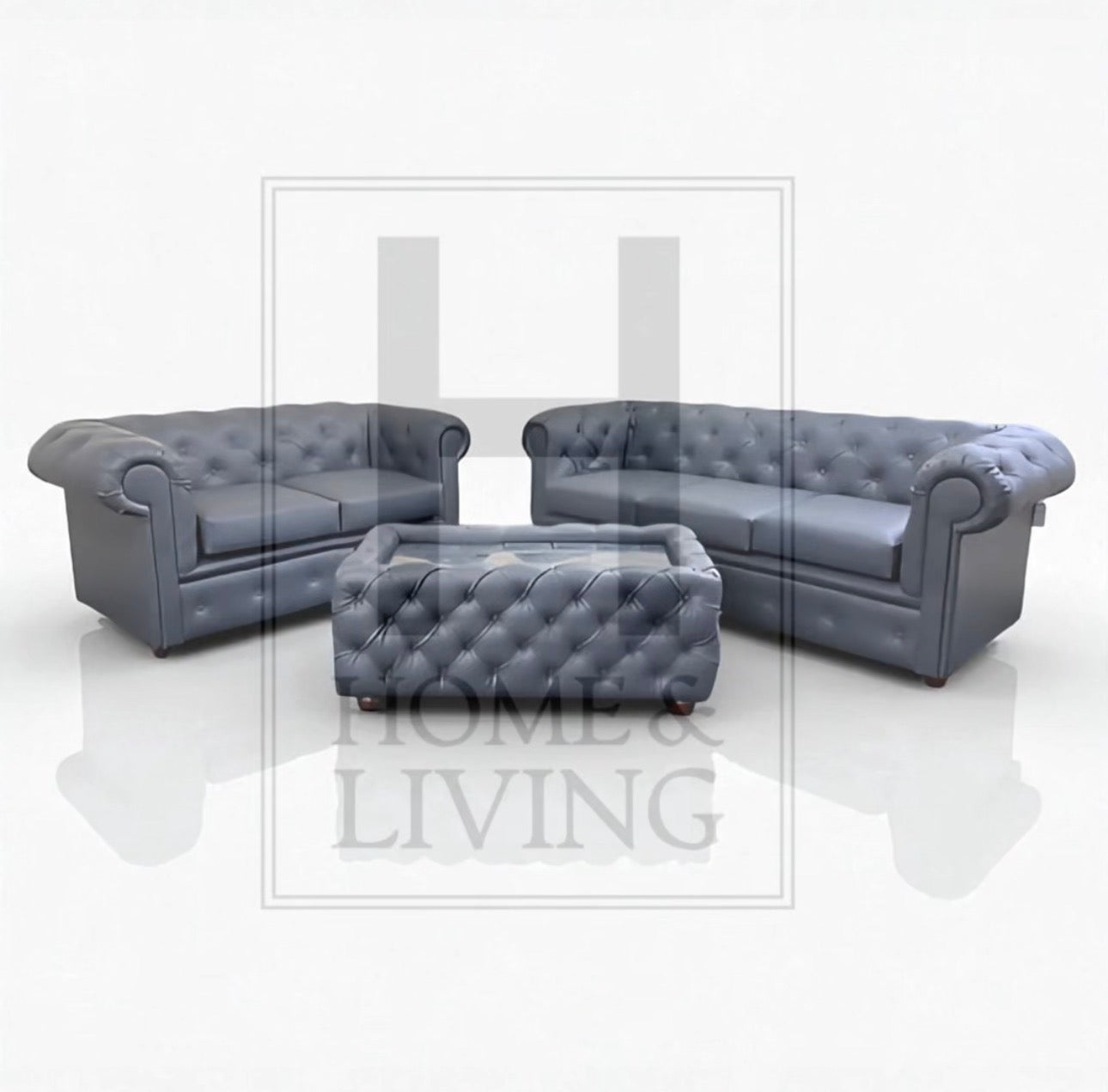 Chesterfield Sofa in Slate Bonded Leather