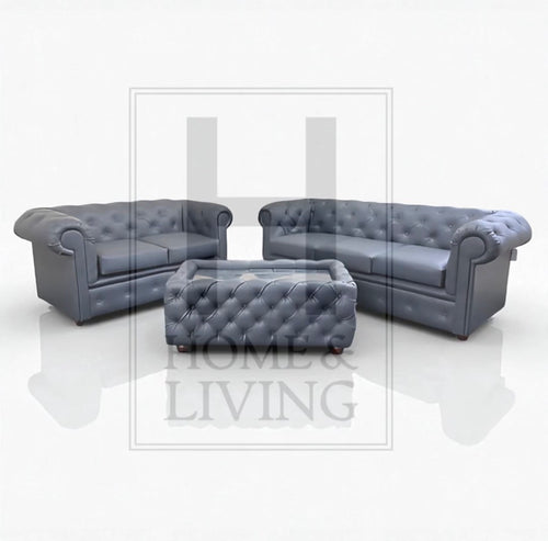 Chesterfield Sofa in Slate Bonded Leather