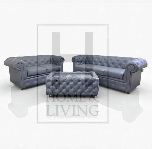 Chesterfield Sofa in Slate Bonded Leather