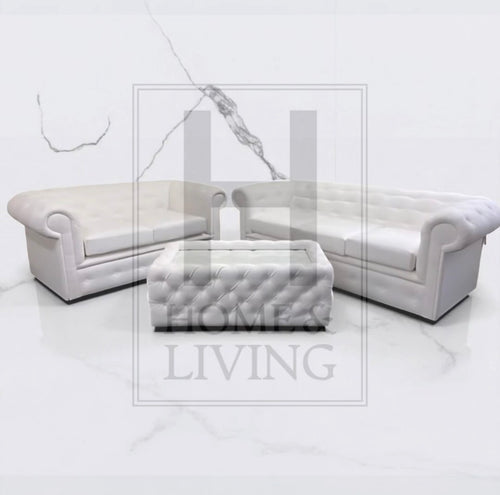 Chesterfield Sofa in White Bonded Leather