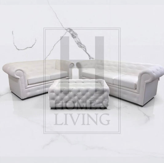 Chesterfield Sofa in White Bonded Leather