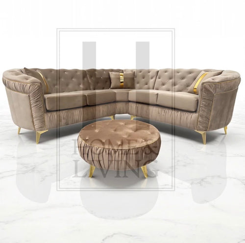 Ambassador Chesterfield Corner Sofa in Mink Plush Velvet