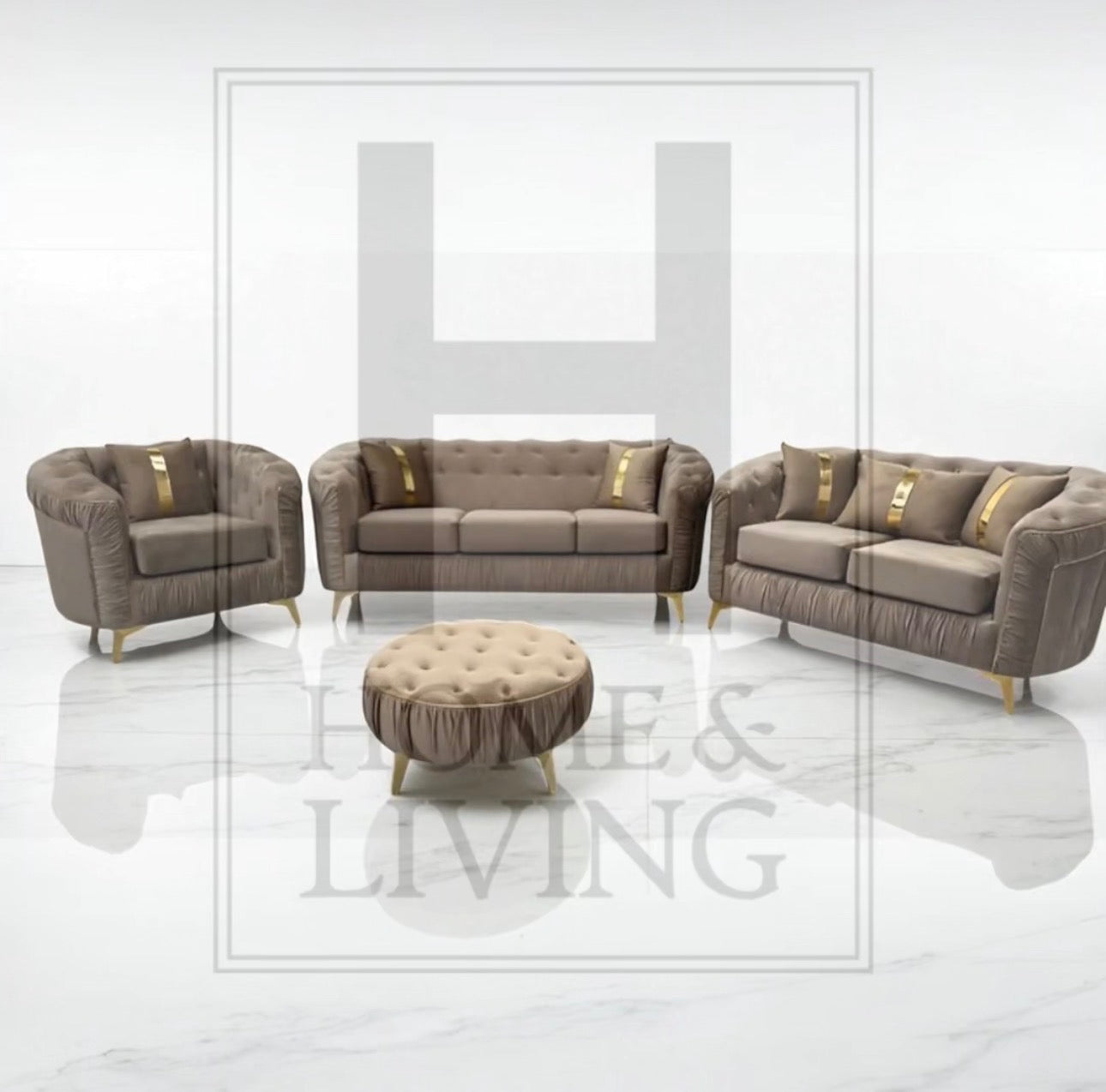 Ambassador Chesterfield Sofa in Mink Plush Velvet