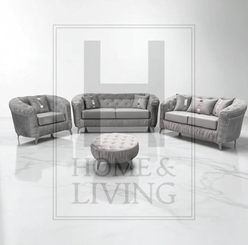 Ambassador Chesterfield Sofa in Silver Plush Velvet