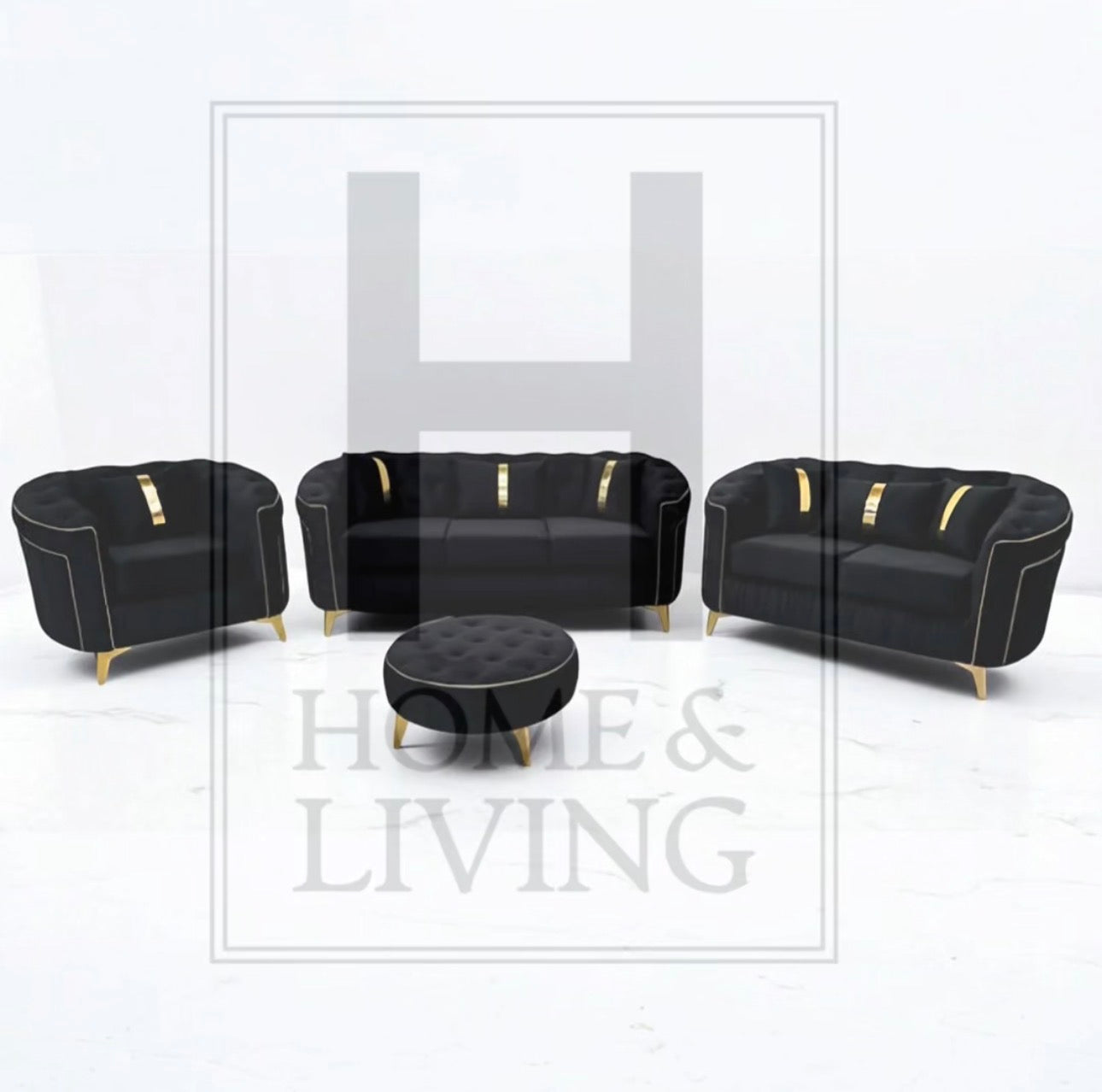 Ambassador Chesterfield Sofa in Black Plush Velvet