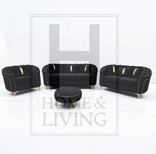 Ambassador Chesterfield Sofa in Black Plush Velvet